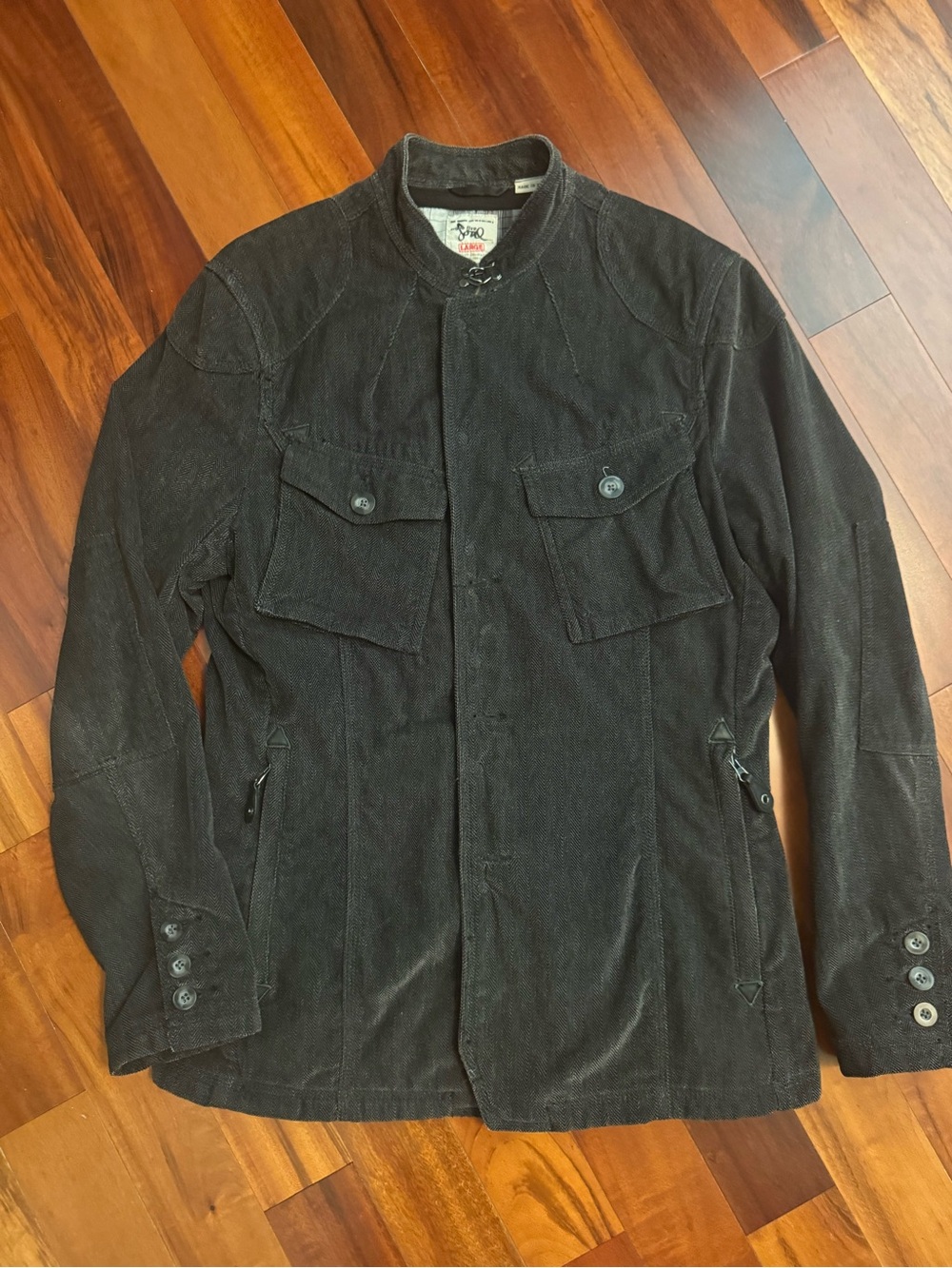 Triple Five Soul Men's Charcoal Herringbone Pea Coat